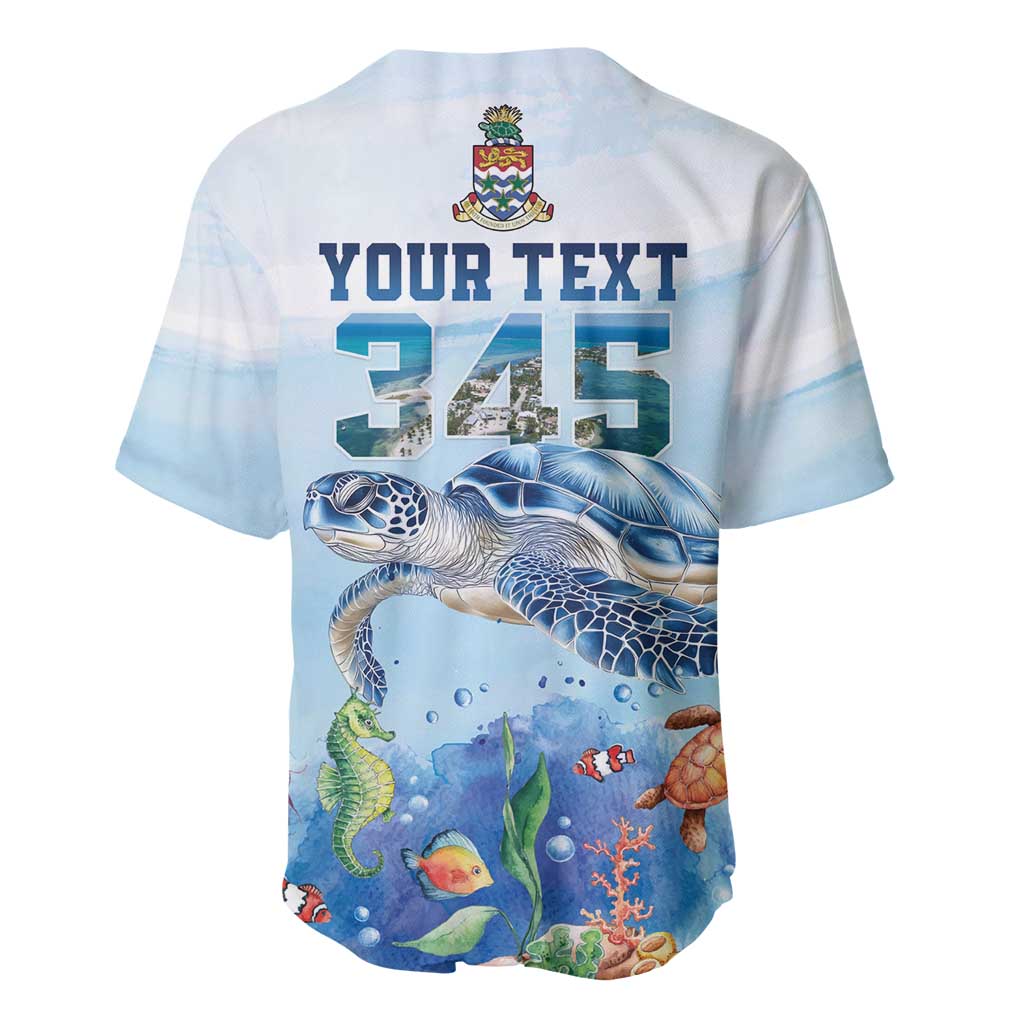 Personalized Cayman Islands 345 Baseball Jersey Watercolor Turtle - Wonder Print Shop