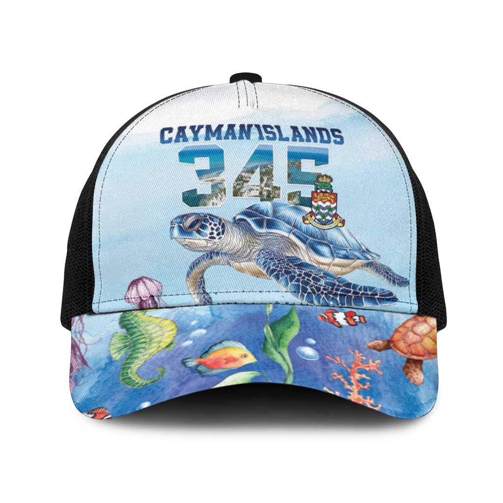 Cayman Islands 345 Baseball Net Cap Watercolor Turtle - Wonder Print Shop