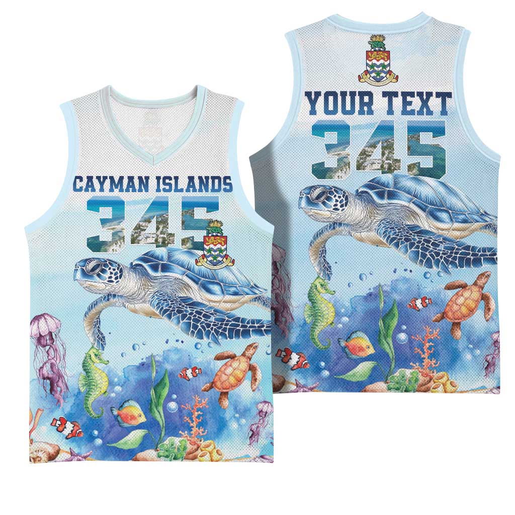 Personalized Cayman Islands 345 Basketball Jersey Watercolor Turtle - Wonder Print Shop