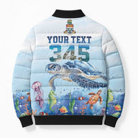 Personalized Cayman Islands 345 Bomber Puffer Jacket Watercolor Turtle - Wonder Print Shop