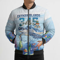 Personalized Cayman Islands 345 Bomber Puffer Jacket Watercolor Turtle - Wonder Print Shop