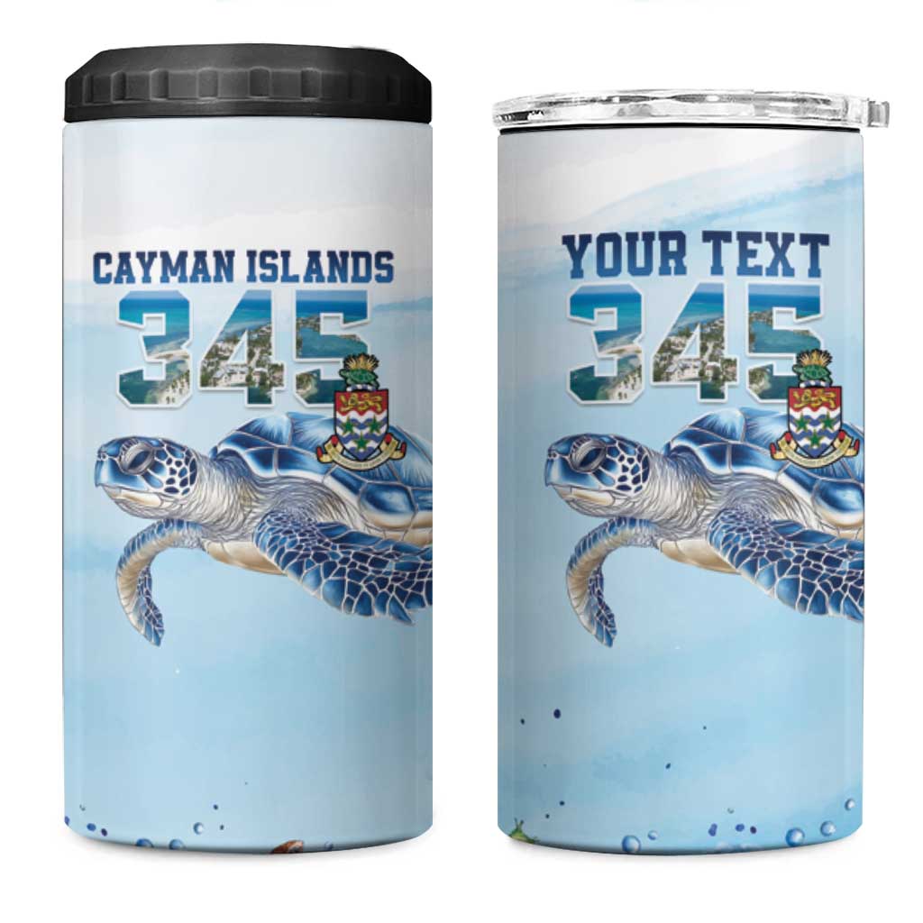 Personalized Cayman Islands 345 4 in 1 Can Cooler Tumbler Watercolor Turtle - Wonder Print Shop