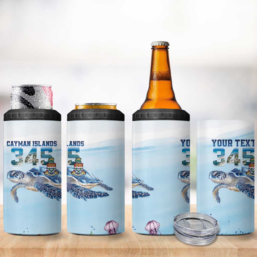 Personalized Cayman Islands 345 4 in 1 Can Cooler Tumbler Watercolor Turtle - Wonder Print Shop