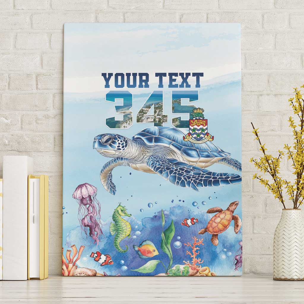 Personalized Cayman Islands 345 Canvas Wall Art Watercolor Turtle - Wonder Print Shop