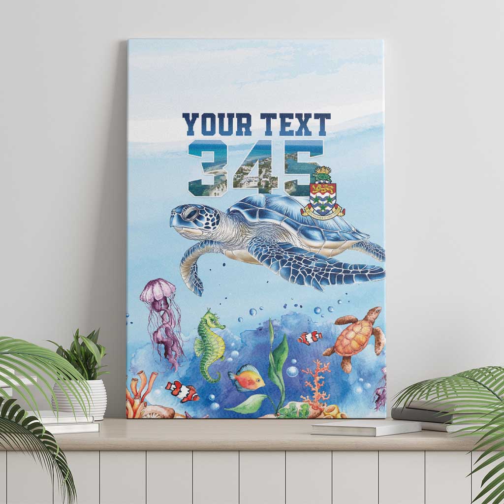 Personalized Cayman Islands 345 Canvas Wall Art Watercolor Turtle - Wonder Print Shop