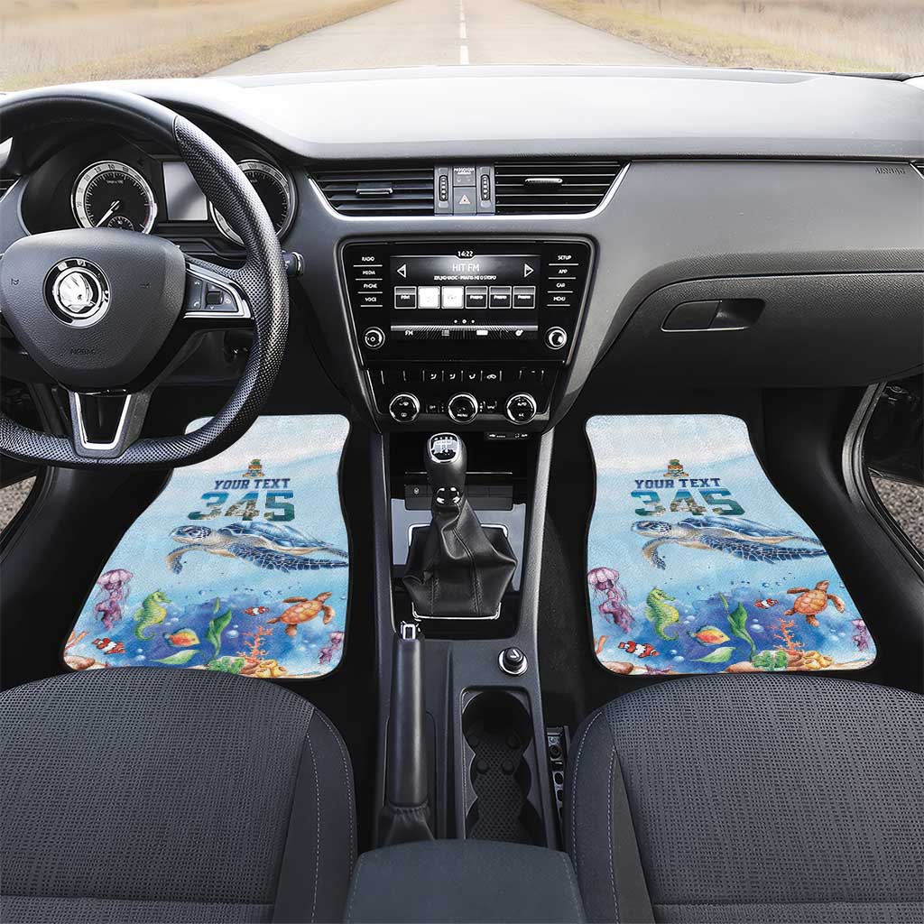 Personalized Cayman Islands 345 Car Mats Watercolor Turtle - Wonder Print Shop