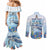 Personalized Cayman Islands 345 Couples Matching Mermaid Dress and Long Sleeve Button Shirt Watercolor Turtle - Wonder Print Shop