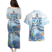 Personalized Cayman Islands 345 Couples Matching Puletasi and Hawaiian Shirt Watercolor Turtle - Wonder Print Shop