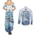 Personalized Cayman Islands 345 Couples Matching Summer Maxi Dress and Long Sleeve Button Shirt Watercolor Turtle - Wonder Print Shop