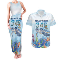 Personalized Cayman Islands 345 Couples Matching Tank Maxi Dress and Hawaiian Shirt Watercolor Turtle - Wonder Print Shop