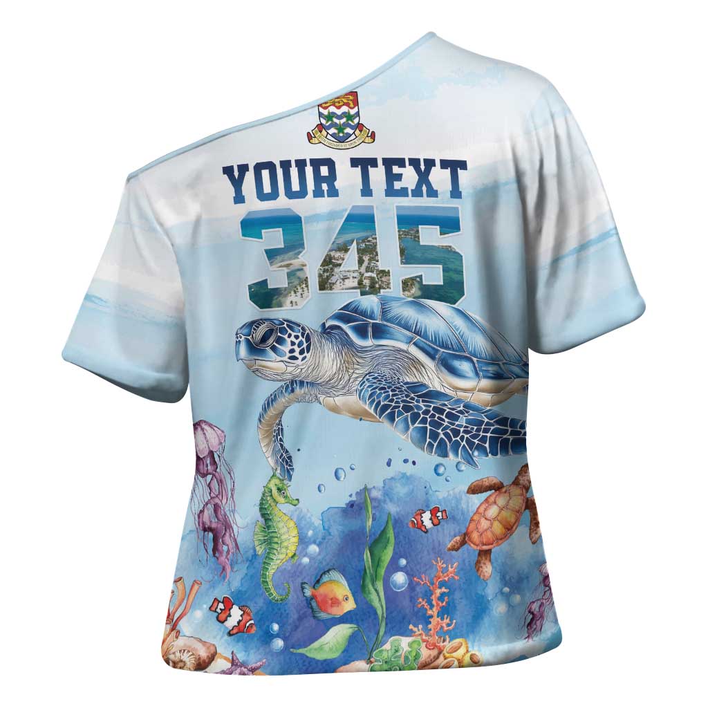 Personalized Cayman Islands 345 Cross Shoulder Shirt Watercolor Turtle - Wonder Print Shop