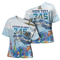 Personalized Cayman Islands 345 Cross Shoulder Shirt Watercolor Turtle - Wonder Print Shop