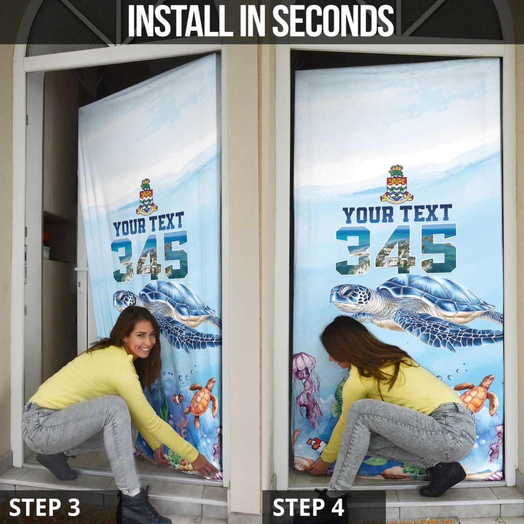 Personalized Cayman Islands 345 Door Cover Watercolor Turtle - Wonder Print Shop