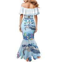 Personalized Cayman Islands 345 Family Matching Mermaid Dress and Hawaiian Shirt Watercolor Turtle - Wonder Print Shop