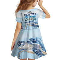 Personalized Cayman Islands 345 Family Matching Off The Shoulder Long Sleeve Dress and Hawaiian Shirt Watercolor Turtle - Wonder Print Shop