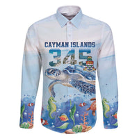Personalized Cayman Islands 345 Family Matching Off The Shoulder Long Sleeve Dress and Hawaiian Shirt Watercolor Turtle - Wonder Print Shop