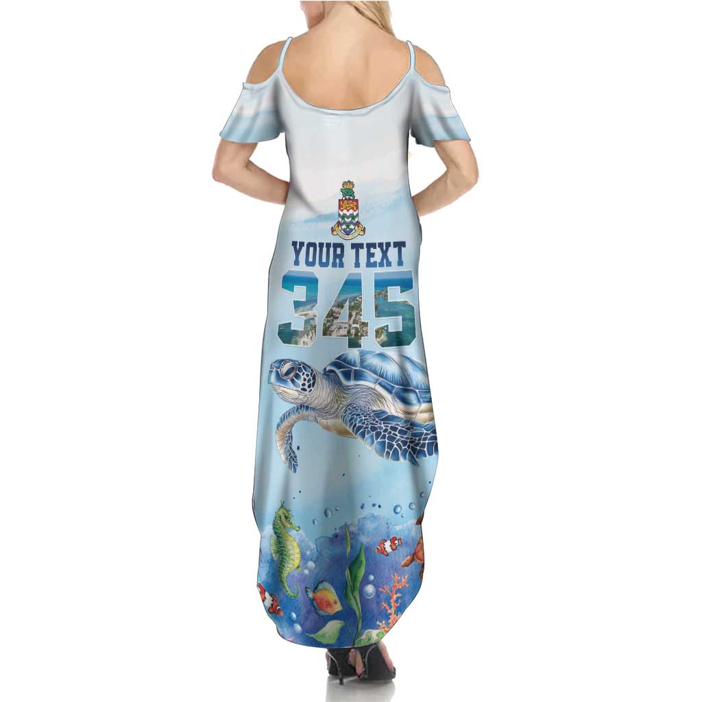 Personalized Cayman Islands 345 Family Matching Summer Maxi Dress and Hawaiian Shirt Watercolor Turtle - Wonder Print Shop