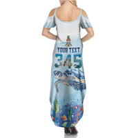 Personalized Cayman Islands 345 Family Matching Summer Maxi Dress and Hawaiian Shirt Watercolor Turtle - Wonder Print Shop