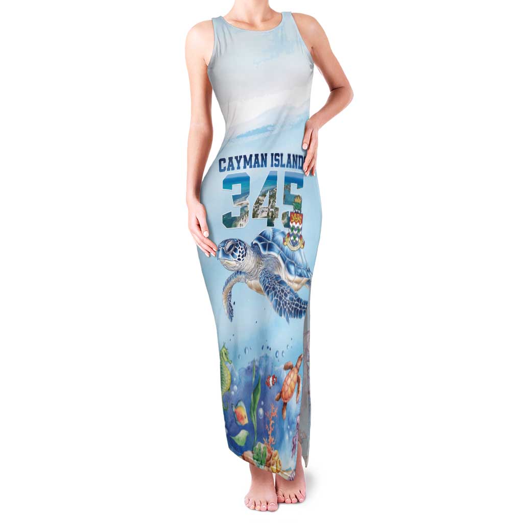 Personalized Cayman Islands 345 Family Matching Tank Maxi Dress and Hawaiian Shirt Watercolor Turtle - Wonder Print Shop