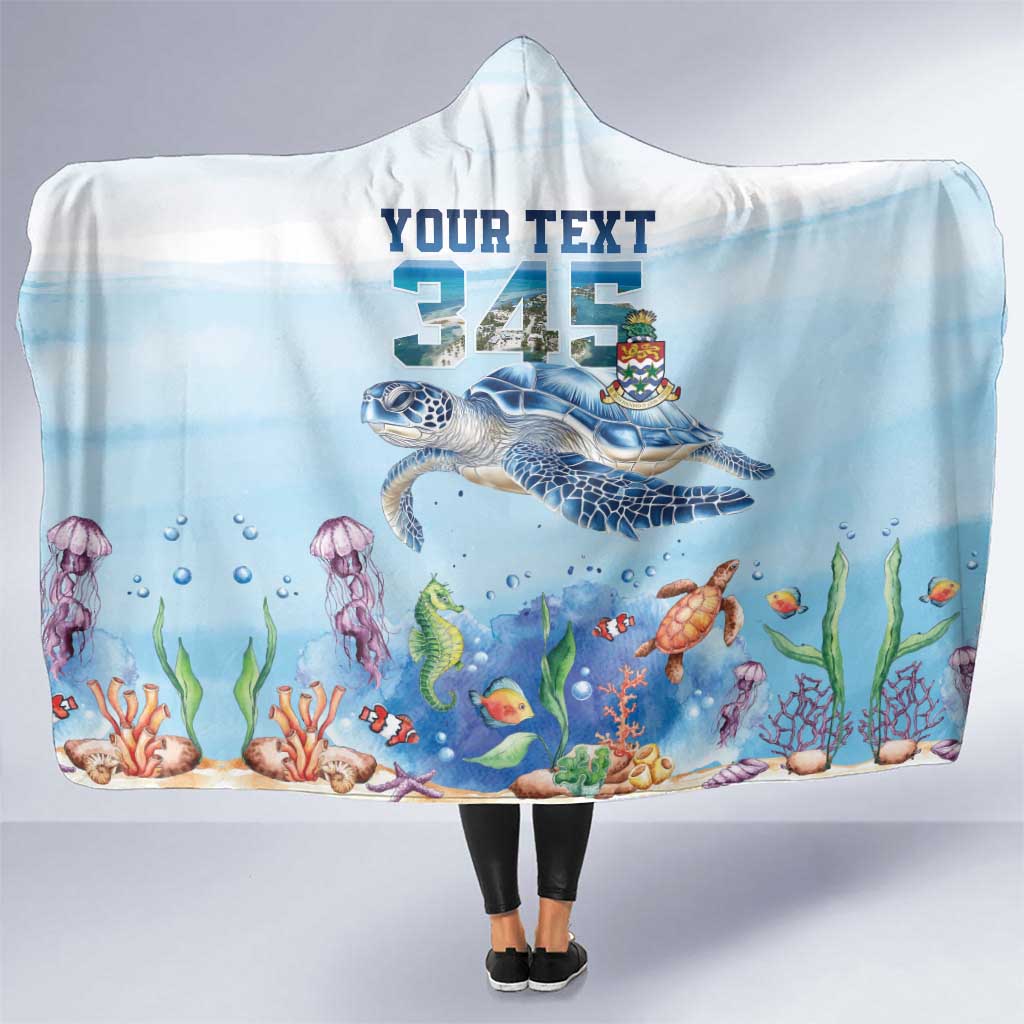 Personalized Cayman Islands 345 Hooded Blanket Watercolor Turtle - Wonder Print Shop