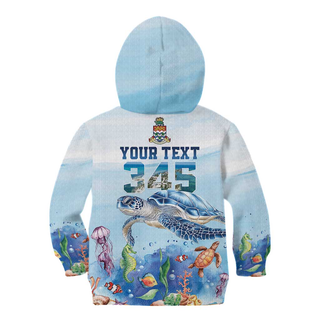 Personalized Cayman Islands 345 Kid Hoodie Watercolor Turtle - Wonder Print Shop
