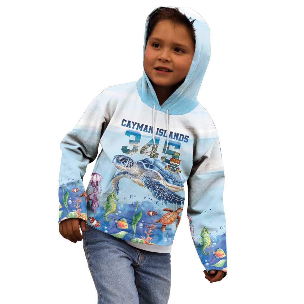 Personalized Cayman Islands 345 Kid Hoodie Watercolor Turtle - Wonder Print Shop