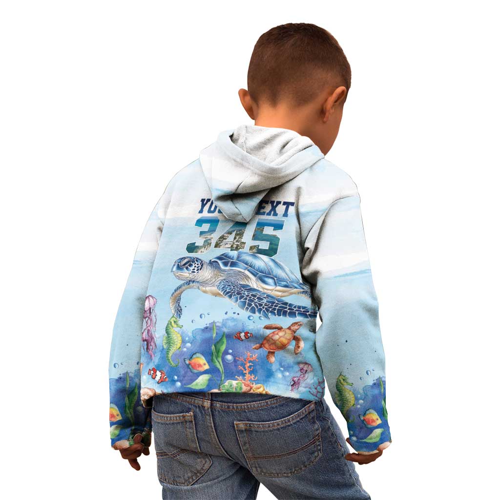 Personalized Cayman Islands 345 Kid Hoodie Watercolor Turtle - Wonder Print Shop