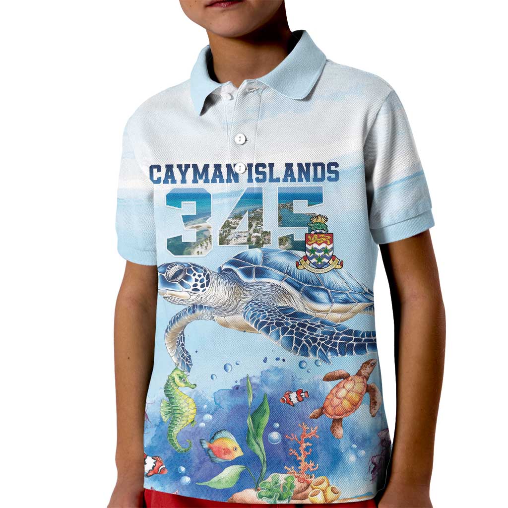 Personalized Cayman Islands 345 Kid Polo Shirt Watercolor Turtle - Wonder Print Shop