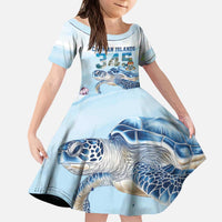 Personalized Cayman Islands 345 Kid Short Sleeve Dress Watercolor Turtle - Wonder Print Shop