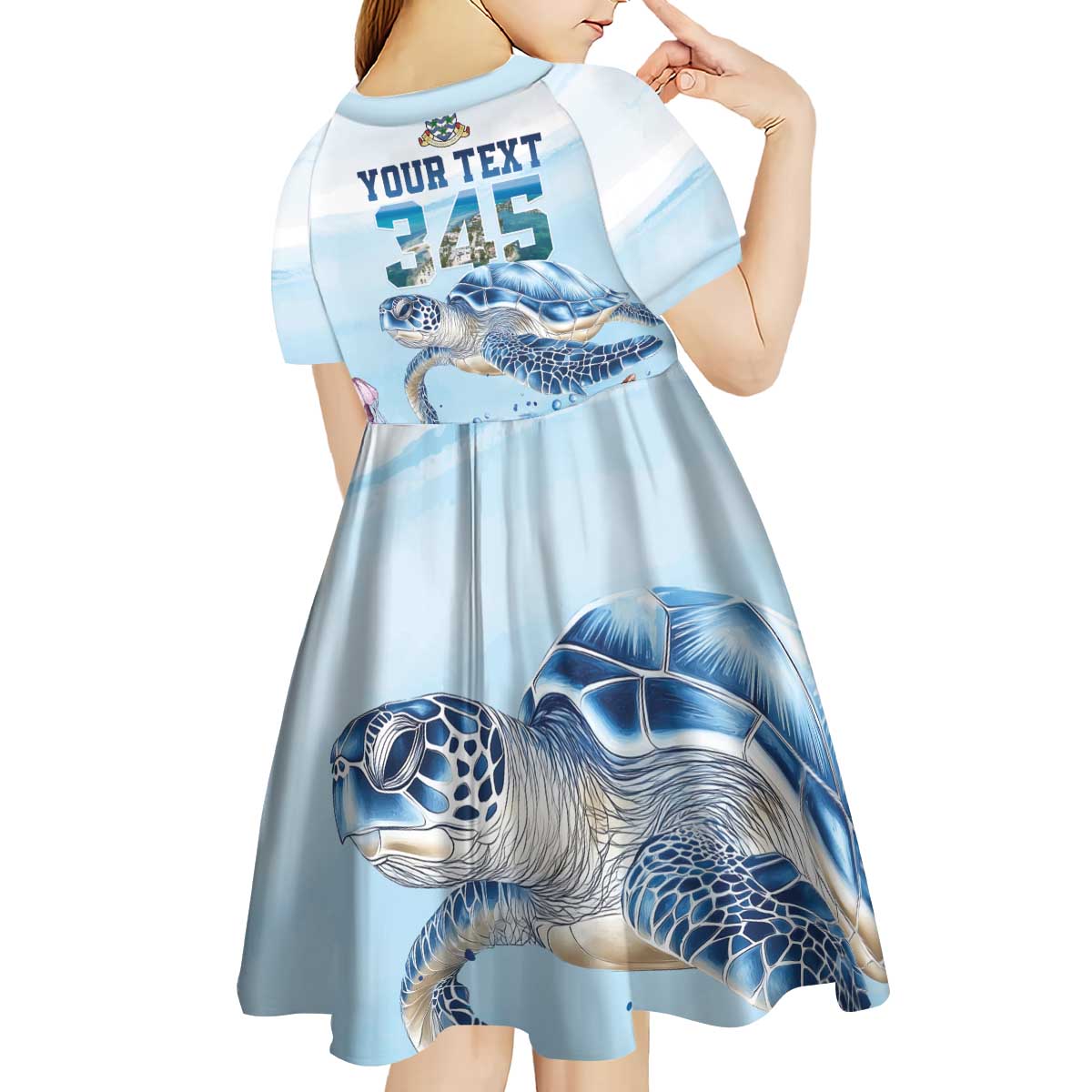 Personalized Cayman Islands 345 Kid Short Sleeve Dress Watercolor Turtle - Wonder Print Shop
