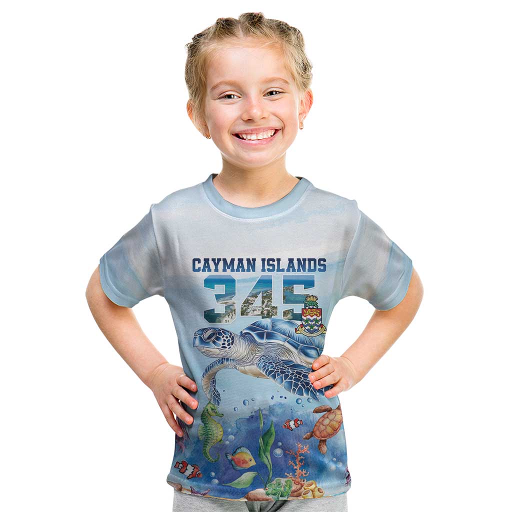 Personalized Cayman Islands 345 Kid T Shirt Watercolor Turtle - Wonder Print Shop