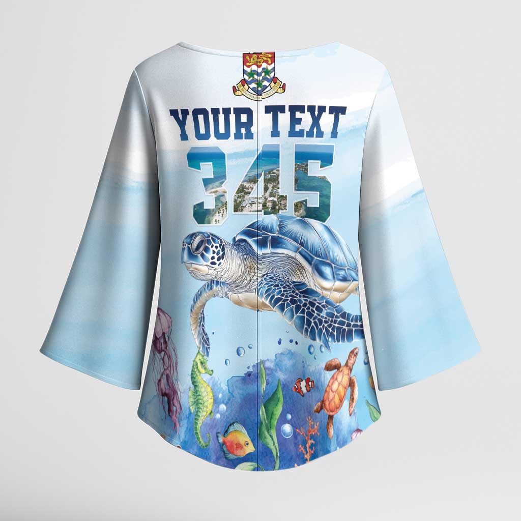 Personalized Cayman Islands 345 Kimono Sleeve Blouse Watercolor Turtle - Wonder Print Shop
