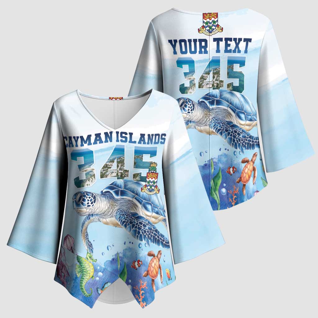 Personalized Cayman Islands 345 Kimono Sleeve Blouse Watercolor Turtle - Wonder Print Shop