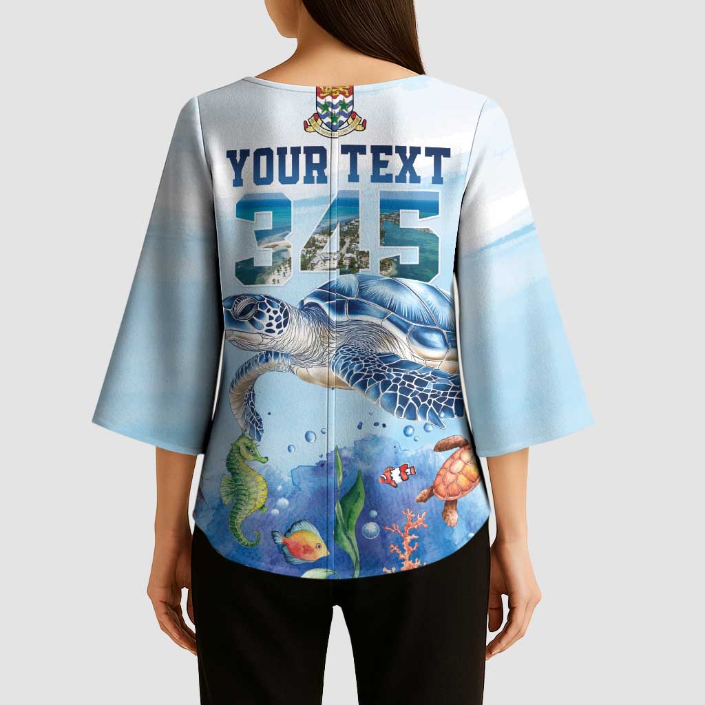 Personalized Cayman Islands 345 Kimono Sleeve Blouse Watercolor Turtle - Wonder Print Shop