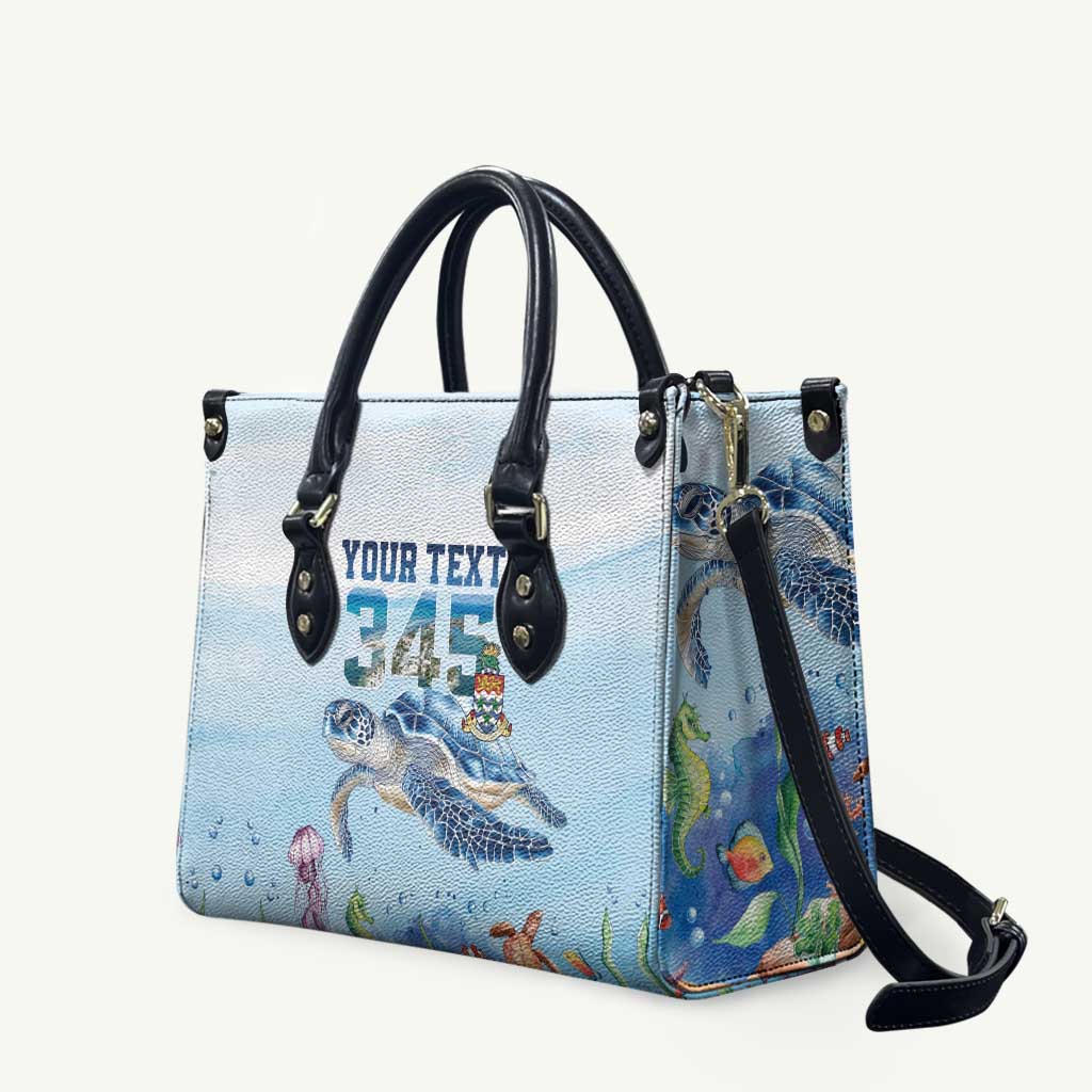 Personalized Cayman Islands 345 Leather Bag Watercolor Turtle - Wonder Print Shop