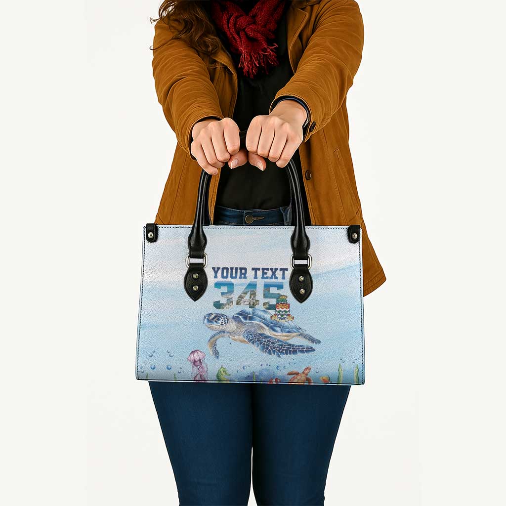 Personalized Cayman Islands 345 Leather Bag Watercolor Turtle - Wonder Print Shop