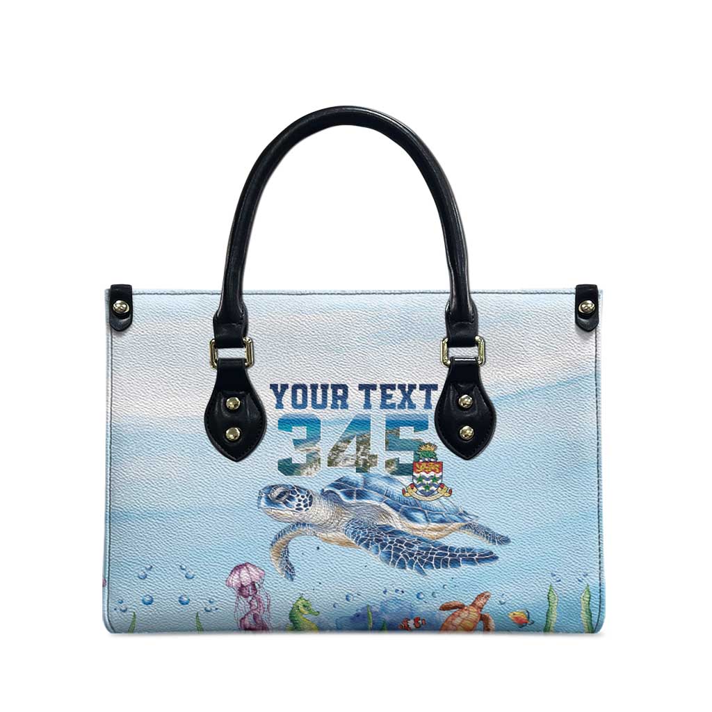 Personalized Cayman Islands 345 Leather Bag Watercolor Turtle - Wonder Print Shop