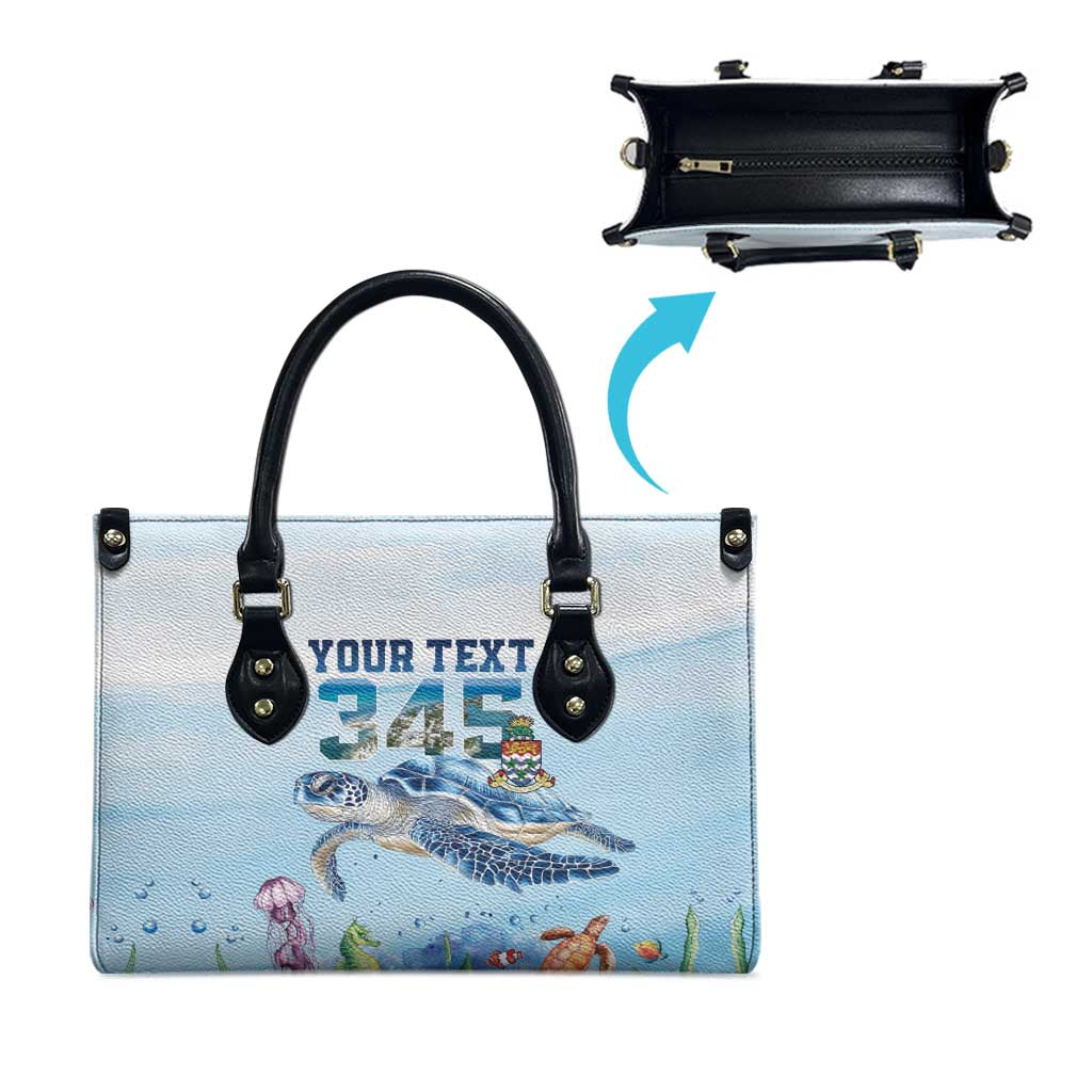 Personalized Cayman Islands 345 Leather Bag Watercolor Turtle - Wonder Print Shop
