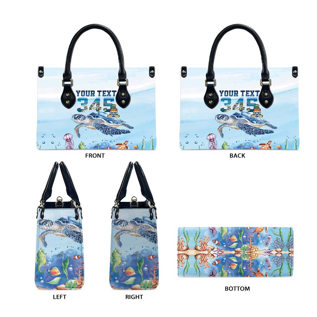 Personalized Cayman Islands 345 Leather Bag Watercolor Turtle - Wonder Print Shop