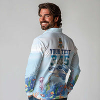 Personalized Cayman Islands 345 Long Sleeve Polo Shirt Watercolor Turtle - Wonder Print Shop