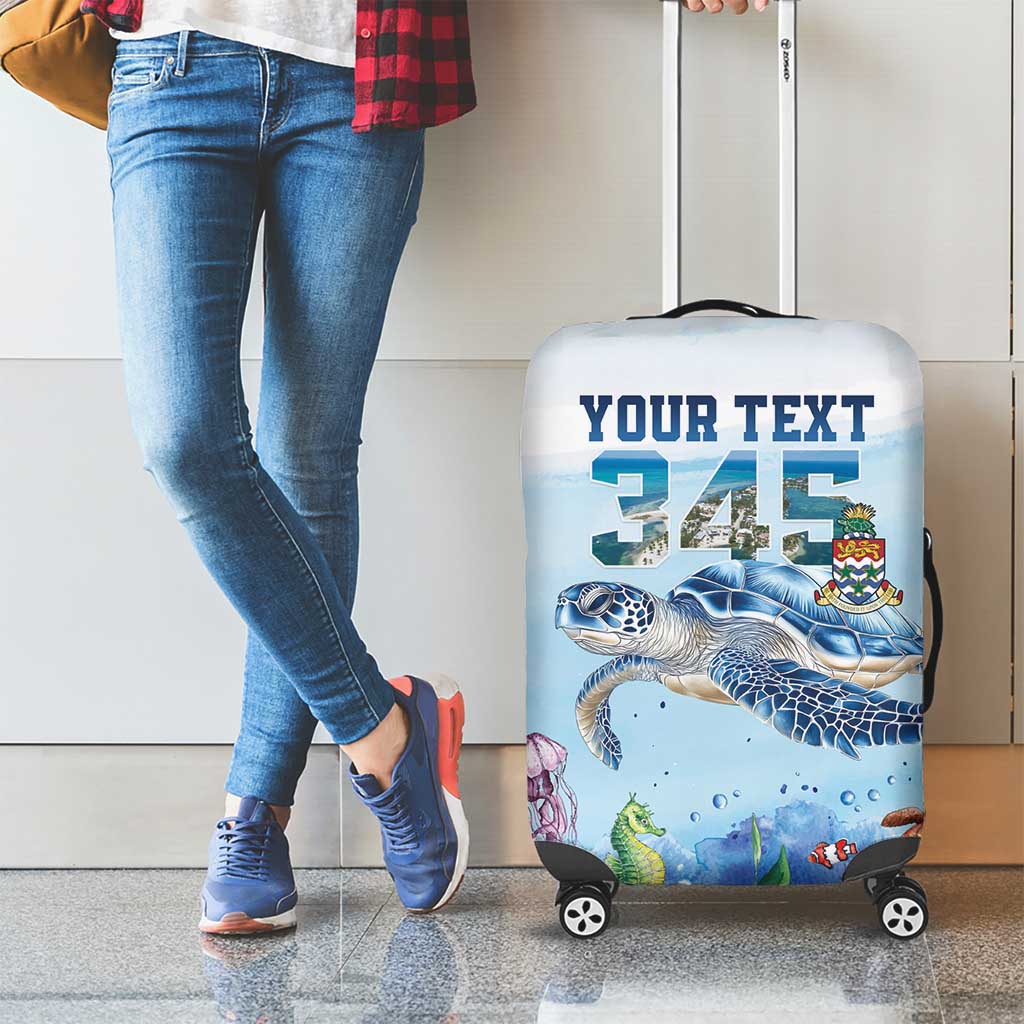Personalized Cayman Islands 345 Luggage Cover Watercolor Turtle - Wonder Print Shop