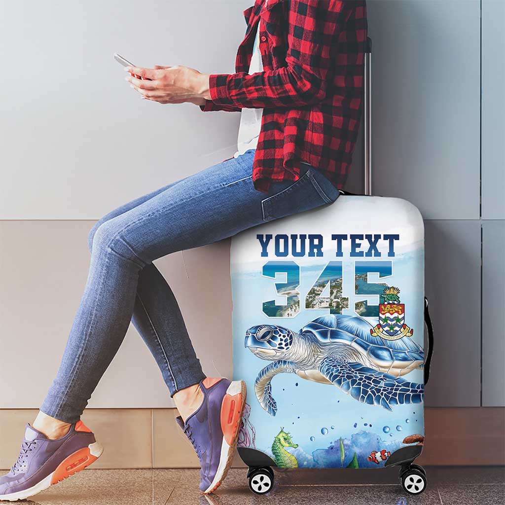 Personalized Cayman Islands 345 Luggage Cover Watercolor Turtle - Wonder Print Shop
