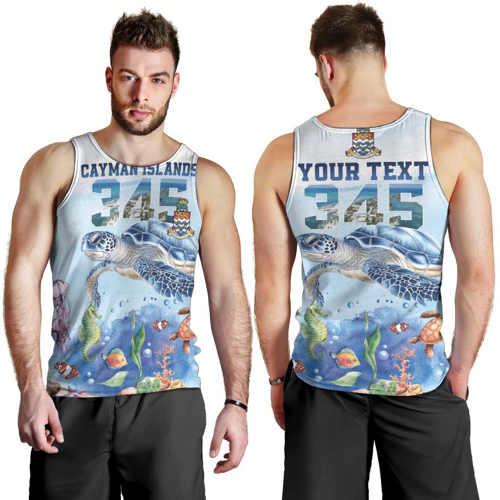 Personalized Cayman Islands 345 Men Tank Top Watercolor Turtle - Wonder Print Shop