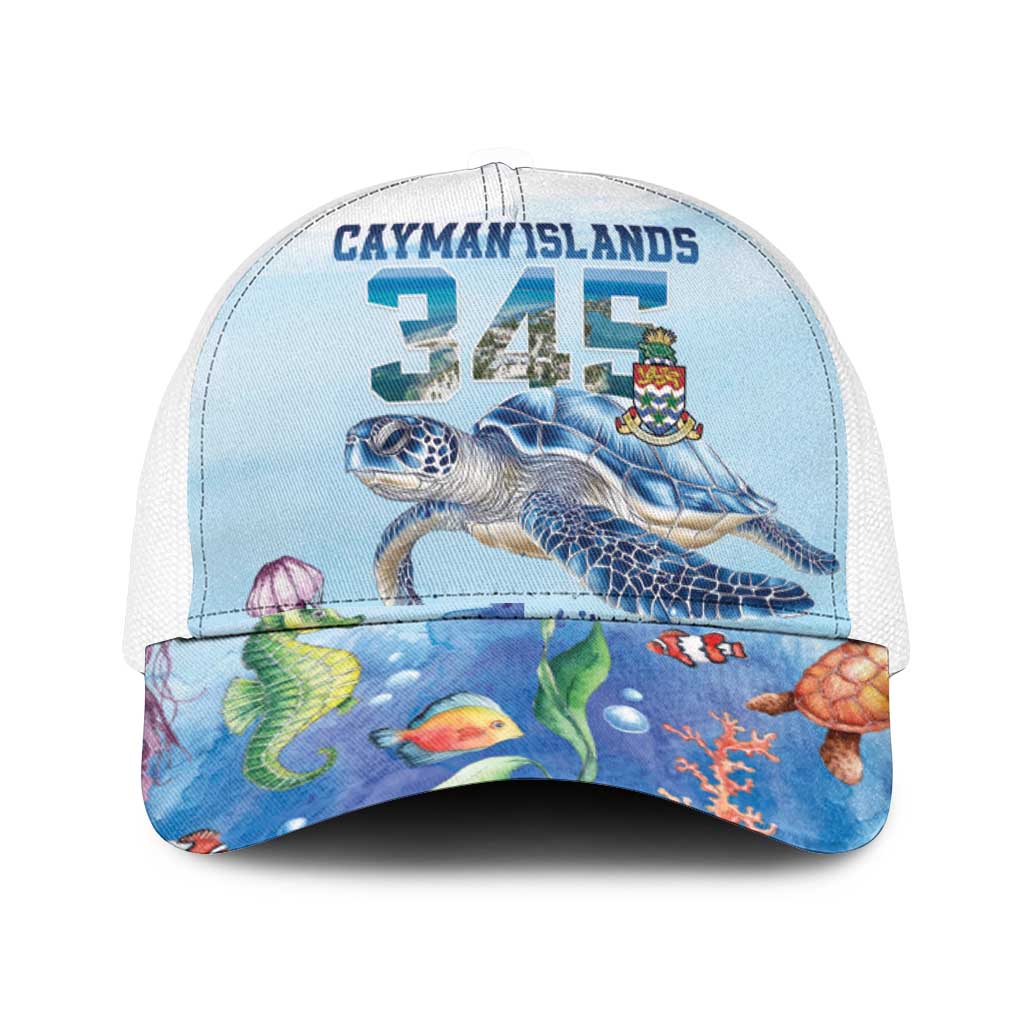 Cayman Islands 345 Mesh Trucker Cap Watercolor Turtle - Wonder Print Shop