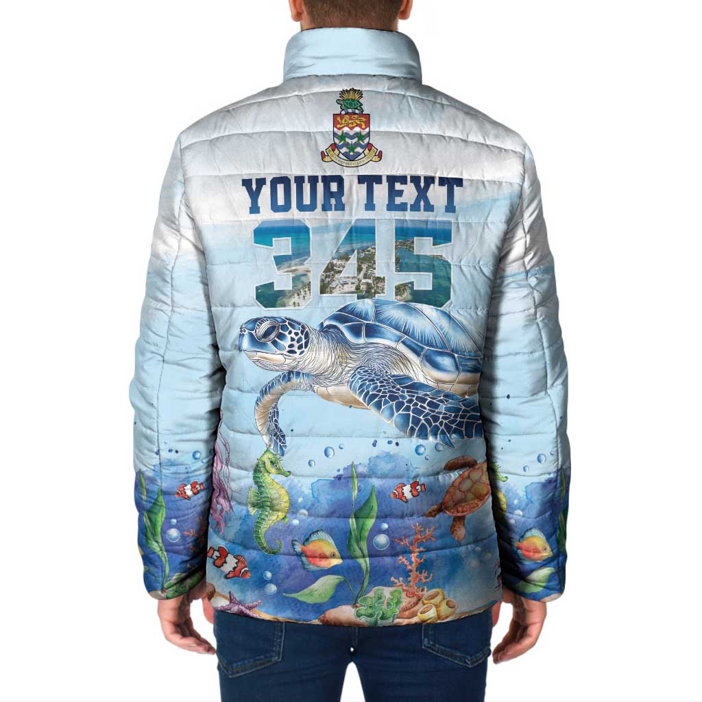 Personalized Cayman Islands 345 Padded Jacket Watercolor Turtle - Wonder Print Shop
