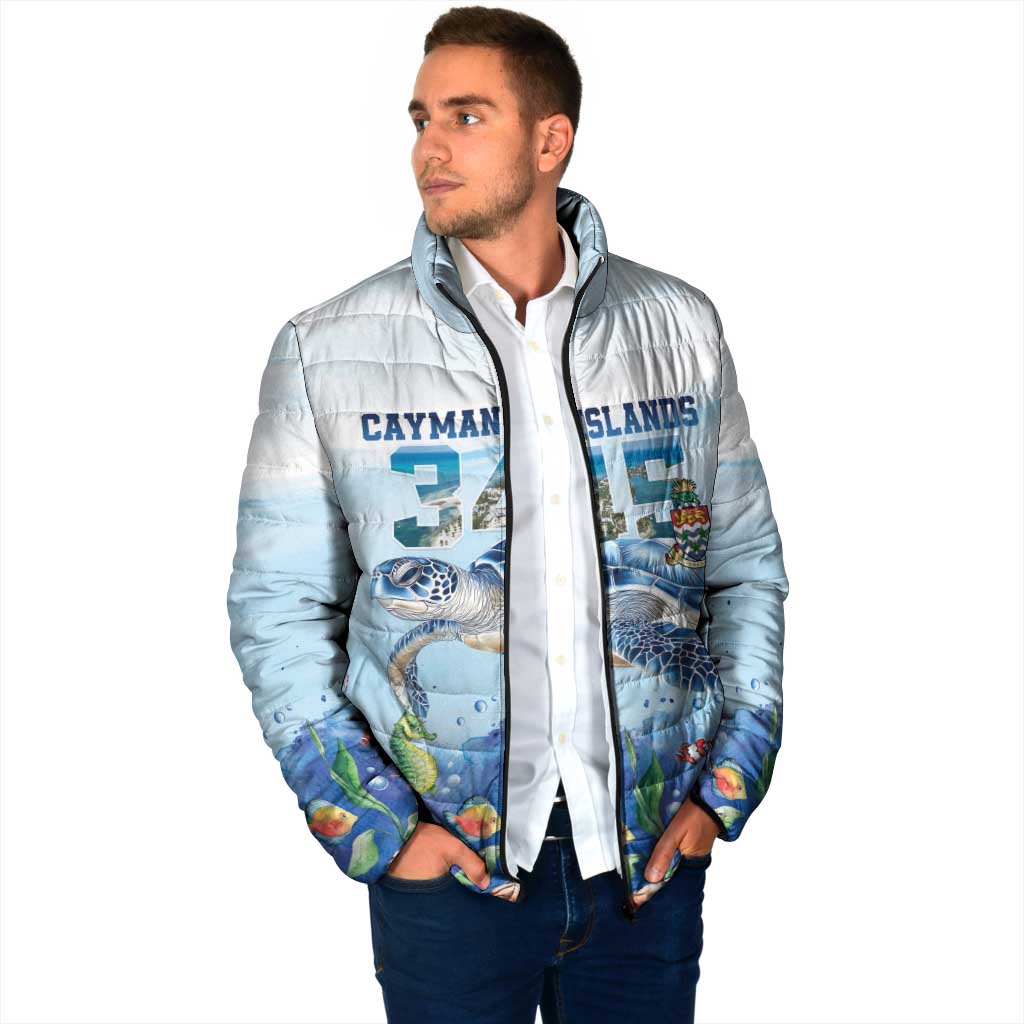 Personalized Cayman Islands 345 Padded Jacket Watercolor Turtle - Wonder Print Shop