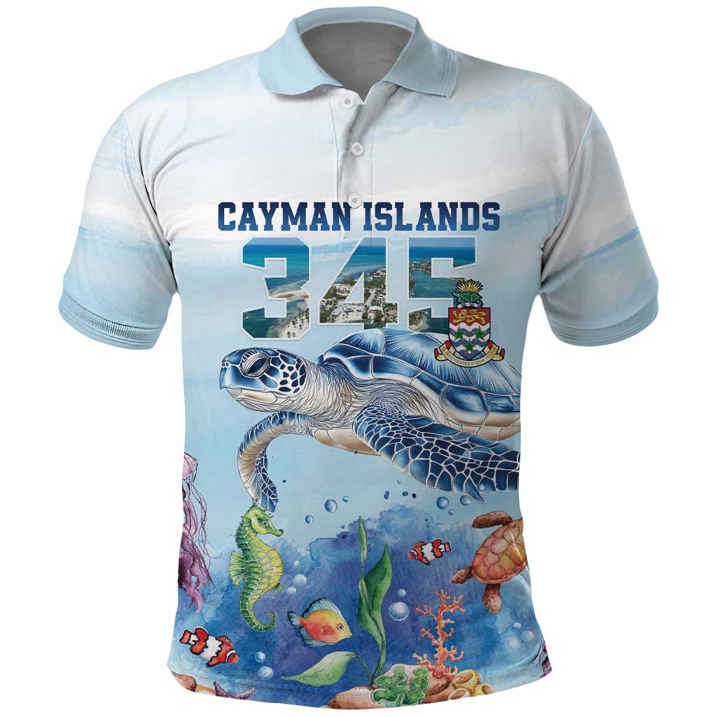 Personalized Cayman Islands 345 Polo Shirt Watercolor Turtle - Wonder Print Shop