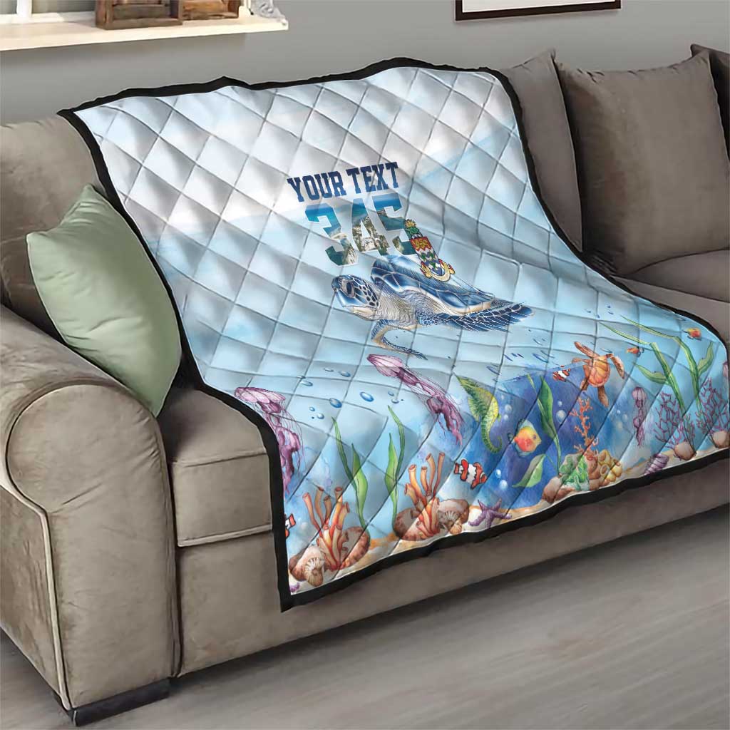 Personalized Cayman Islands 345 Quilt Watercolor Turtle - Wonder Print Shop