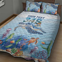 Personalized Cayman Islands 345 Quilt Bed Set Watercolor Turtle - Wonder Print Shop