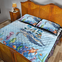 Personalized Cayman Islands 345 Quilt Bed Set Watercolor Turtle - Wonder Print Shop